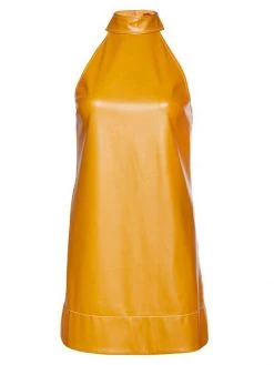 STAUD Sicily Faux Leather Shift Dress