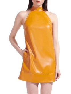 STAUD Sicily Faux Leather Shift Dress -STAUD popular shop unnamed file 1005