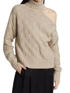 STAUD Rockey Checkered Cold-Shoulder Sweater 11 STAUD Rockey Checkered Cold-Shoulder Sweater -STAUD popular shop unnamed file 1029