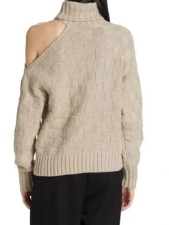 STAUD Rockey Checkered Cold-Shoulder Sweater 13 STAUD Rockey Checkered Cold-Shoulder Sweater -STAUD popular shop unnamed file 1031