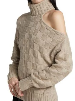 STAUD Rockey Checkered Cold-Shoulder Sweater 14 STAUD Rockey Checkered Cold-Shoulder Sweater -STAUD popular shop unnamed file 1032