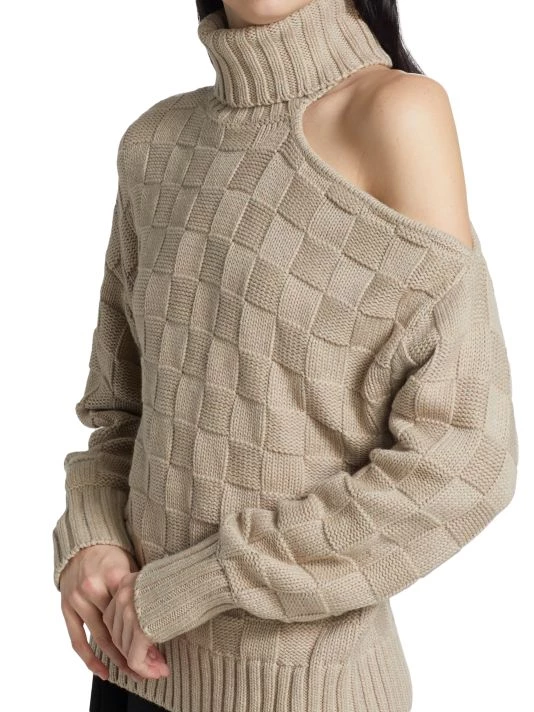 STAUD Rockey Checkered Cold-Shoulder Sweater 8 STAUD Rockey Checkered Cold-Shoulder Sweater - Image 6