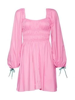 STAUD Bow Fit-&-Flare Mini Dress