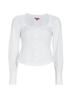 STAUD Landon Poplin Top White -STAUD popular shop unnamed file 1077