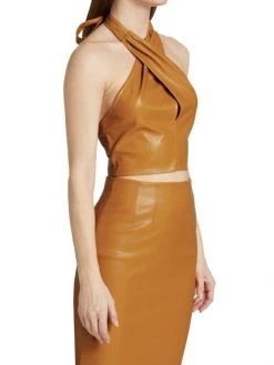STAUD Kai Faux-Leather Halter Top -STAUD popular shop unnamed file 1098