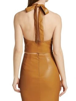 STAUD Kai Faux-Leather Halter Top -STAUD popular shop unnamed file 1099