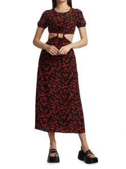 STAUD Calypso Poppy Cut-Out Dress -STAUD popular shop unnamed file 1117