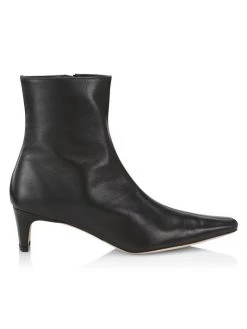 STAUD Wally Leather Ankle Boots Black -STAUD popular shop unnamed file 112