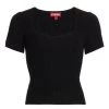 STAUD Buxton Rib-Knit T-Shirt Black