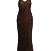 STAUD Clay Leopard Beaded Midi Dress