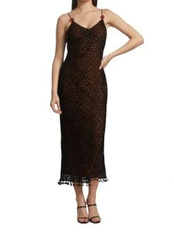 STAUD Clay Leopard Beaded Midi Dress -STAUD popular shop unnamed file 1142