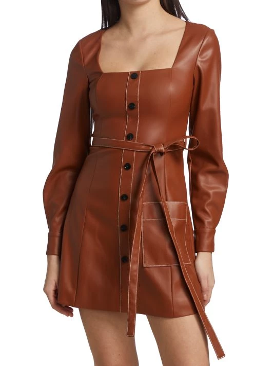 STAUD Oz Faux Leather Belted Dress 5 STAUD Oz Faux Leather Belted Dress - Image 3