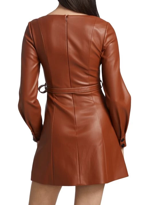 STAUD Oz Faux Leather Belted Dress 7 STAUD Oz Faux Leather Belted Dress - Image 5