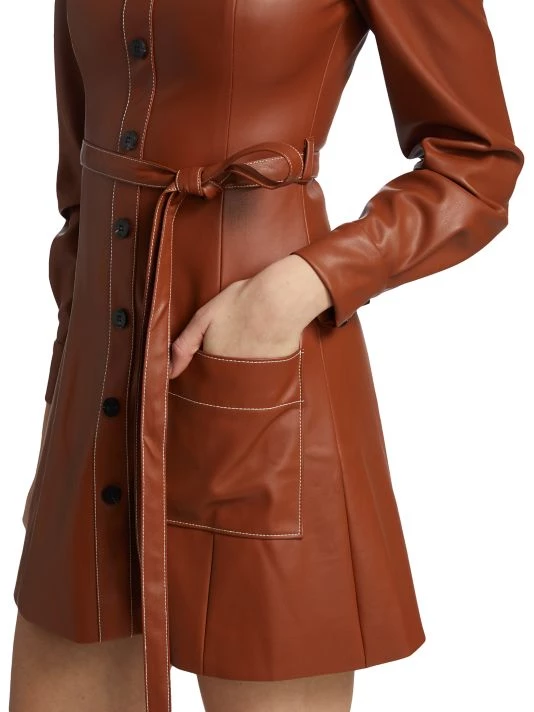 STAUD Oz Faux Leather Belted Dress 8 STAUD Oz Faux Leather Belted Dress - Image 6
