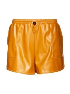 STAUD Veneto Faux Leather Shorts