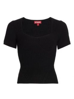 STAUD Buxton Rib-Knit T-Shirt Black -STAUD popular shop unnamed file 117