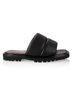 STAUD Astro Padded Vegan Leather Slides Black -STAUD popular shop unnamed file 1182