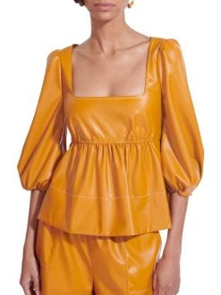 STAUD Sophie Faux Leather Peplum Top -STAUD popular shop unnamed file 1204