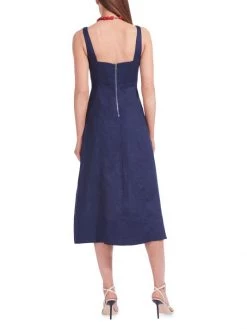 STAUD Rome Seamed Linen Midi Dress -STAUD popular shop unnamed file 1209