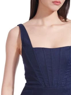 STAUD Rome Seamed Linen Midi Dress -STAUD popular shop unnamed file 1210