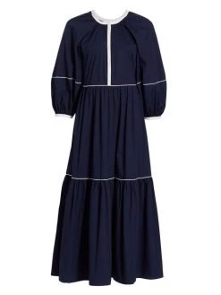 STAUD Demi Short Puff-Sleeve Maxi Dress Biscotti White -STAUD popular shop unnamed file 1235