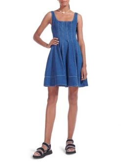 STAUD Wells Denim Mini Dress