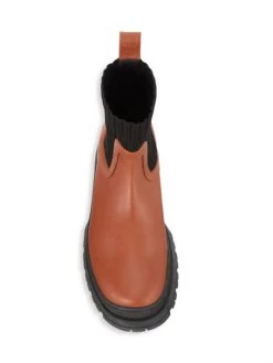 STAUD Bow Lug-Sole Leather Sock Boots Black -STAUD popular shop unnamed file 1241