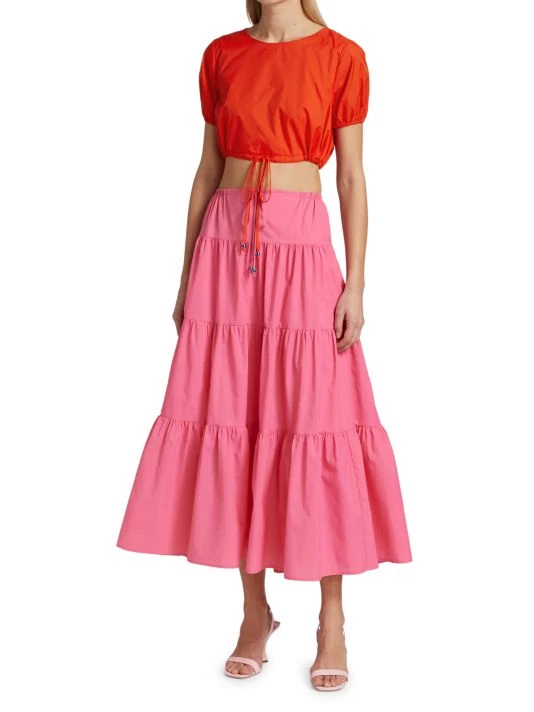 STAUD Prato Crop Short Puff-Sleeve Top Wild Orchid 4 STAUD Prato Crop Short Puff-Sleeve Top Wild Orchid - Image 2