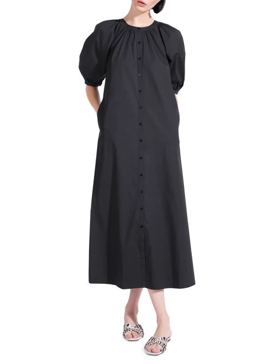 STAUD Vincent Maxi Shirtdress Navy 5 STAUD Vincent Maxi Shirtdress Navy - Image 3