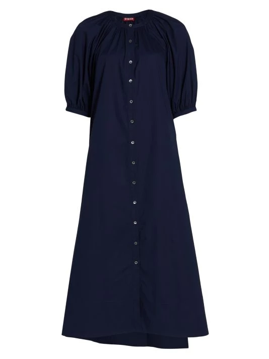 STAUD Vincent Maxi Shirtdress Navy 7 STAUD Vincent Maxi Shirtdress Navy - Image 5