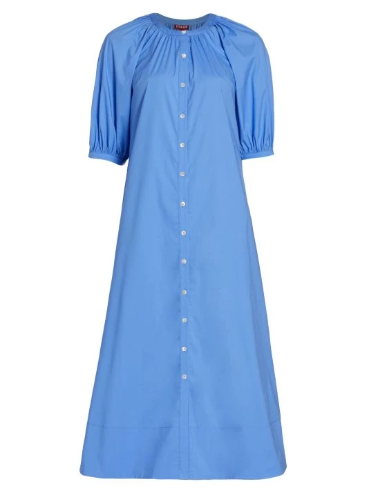 STAUD Vincent Maxi Shirtdress Navy 8 STAUD Vincent Maxi Shirtdress Navy - Image 6