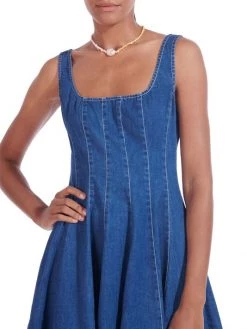 STAUD Wells Denim Mini Dress -STAUD popular shop unnamed file 127