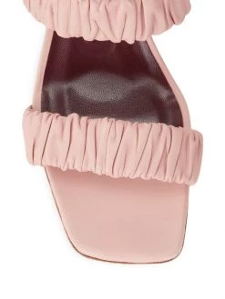 STAUD Frankie Ruched Leather Mules Dark Blush -STAUD popular shop unnamed file 1276