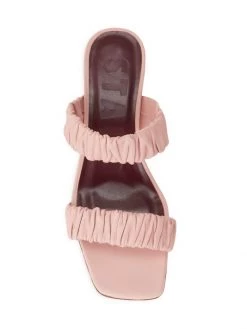 STAUD Frankie Ruched Leather Mules Dark Blush -STAUD popular shop unnamed file 1277