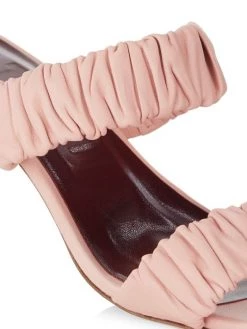 STAUD Frankie Ruched Leather Mules Dark Blush -STAUD popular shop unnamed file 1278