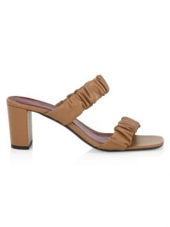 STAUD Frankie Ruched Leather Mules Dark Blush -STAUD popular shop unnamed file 1280