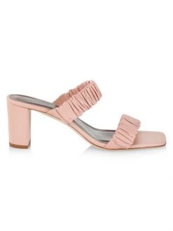 STAUD Frankie Ruched Leather Mules Dark Blush -STAUD popular shop unnamed file 1281