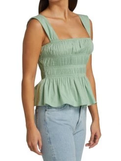 STAUD Ida Smocked Top Tan -STAUD popular shop unnamed file 1296