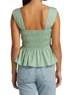 STAUD Ida Smocked Top Tan -STAUD popular shop unnamed file 1297