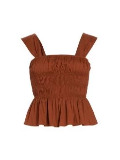 STAUD Ida Smocked Top Tan -STAUD popular shop unnamed file 1300