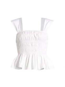 STAUD Ida Smocked Top Tan -STAUD popular shop unnamed file 1301