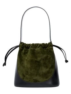 STAUD Cinch Leather Bucket Bag Black