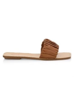 STAUD Nina Ruched Leather Sandals