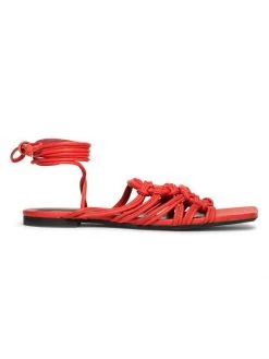 STAUD Adeline Leather Lace-Up Sandals