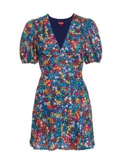 STAUD Milla Floral-Print Crepe De Chine Minidress