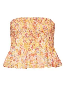 STAUD Bernadette Smocked Strapless Top