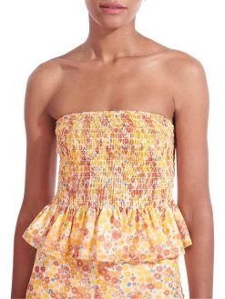 STAUD Bernadette Smocked Strapless Top -STAUD popular shop unnamed file 197