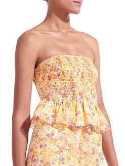 STAUD Bernadette Smocked Strapless Top -STAUD popular shop unnamed file 198