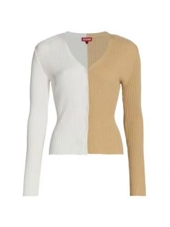 STAUD Shoko Cargo Colorblock Cardigan Tan Black -STAUD popular shop unnamed file 2