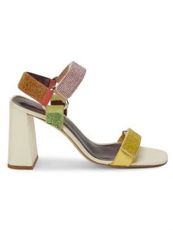 STAUD Betty Rhinestone-Embellished Leather Sandals